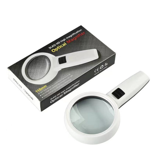 30X Jumbo Handheld Magnifying Glass w/ 3 Bright LED Light Illuminated Magnifier