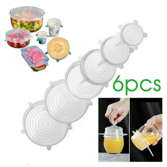 6pcs Stretch Reusable Silicone Food Cover