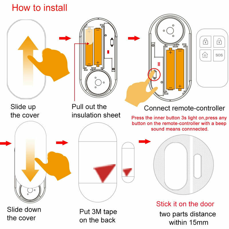 Free shipping- Wireless Anti-Theft 130dB Alarm Door Window Magnetic Sensor w/Remote Control