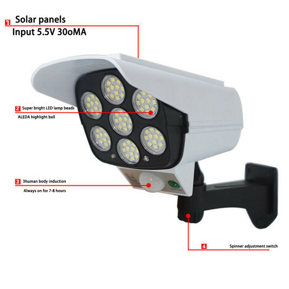 Free shipping- Solar Powered 77 LED Outdoor Sensor Light Fake Security Camera