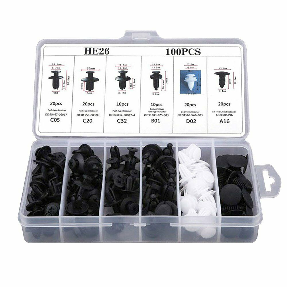 Free shipping- 100pc Clip Trim Car Push Pin Rivet Bumper Door Panel Retainer Fastener Kit