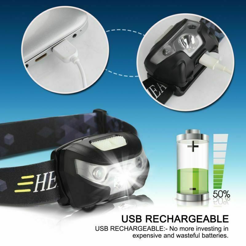 Free Shipping - Waterproof Head Torch LED Headlamp Flashlight USB Rechargeable Camping Fish CREE