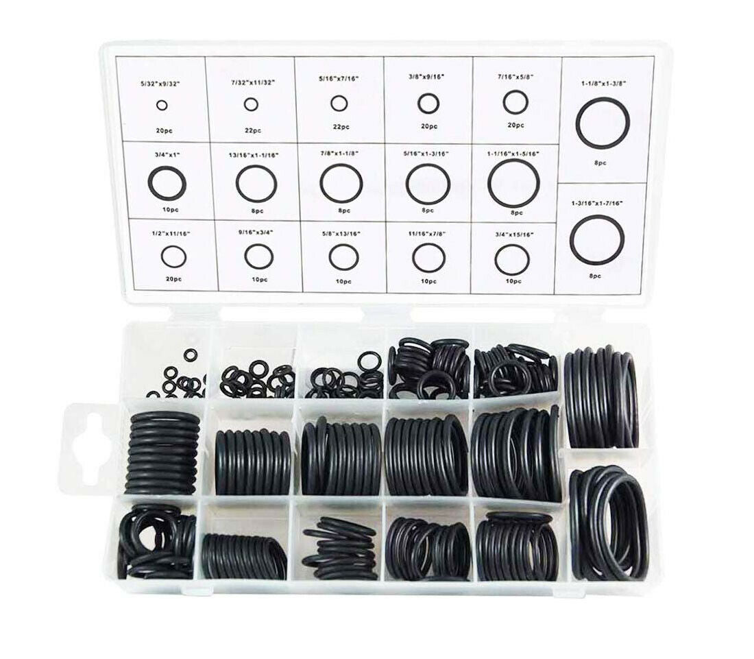 Free shipping- 222pc 17 Size O - Ring Assortment Imperial / SAE Rubber Washer Kit