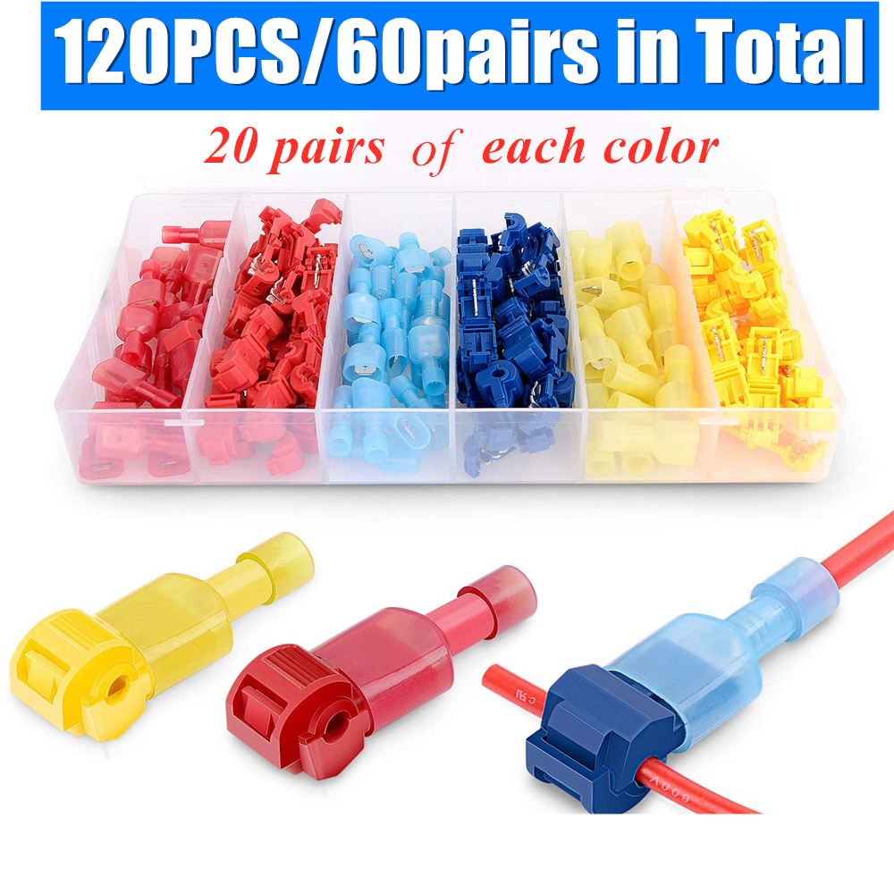 Free shipping- 120PCS Quick Splice Cable Connector T-Tap Electrical Wire Crimp Terminal Kit