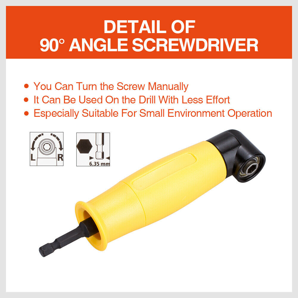 Right Angle Drill Attachment 90° Degree Drill Adapter 1/4" Drive Key Adaptor