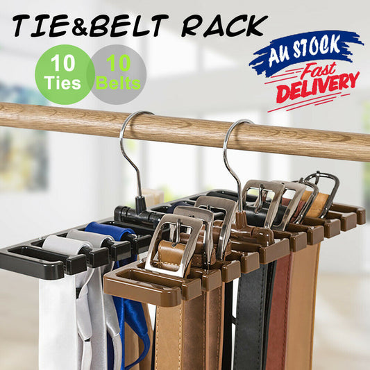 Free shipping-10 Holes Men Rack Organizer Belt Scarf Tie Holder Plastic Necktie Hanger