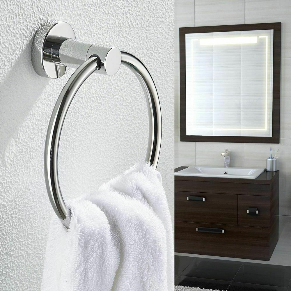 Free shipping- Round Hand Towel Ring Single Rack Rail Holder Hanger Wall Mount Bathroom