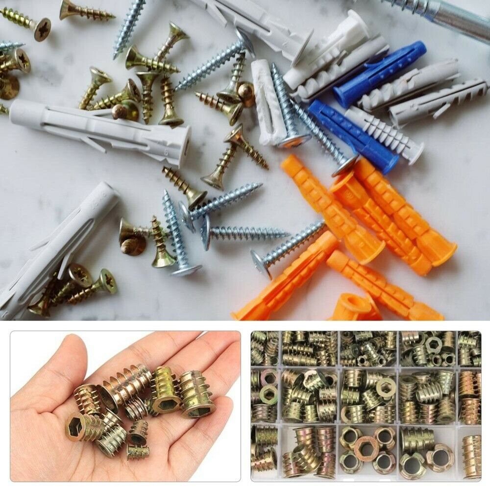 Free shipping- 230pcs Threaded Inserts Nuts Wood Insert Assortment Tool Kit M4-M10 Furniture