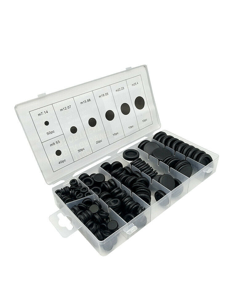 170Pcs Auto Rubber Grommet Assortment Set Fastener Kit Blanking 7 Popular Sizes