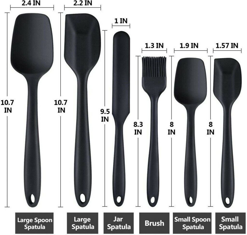 Free shipping-6pcs Silicone Spoon Utensil Spatula Set