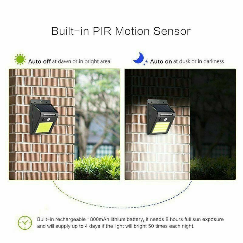 Solar Power 48 LED Waterproof PIR Motion Sensor Wall Light Outdoor Garden Lamp