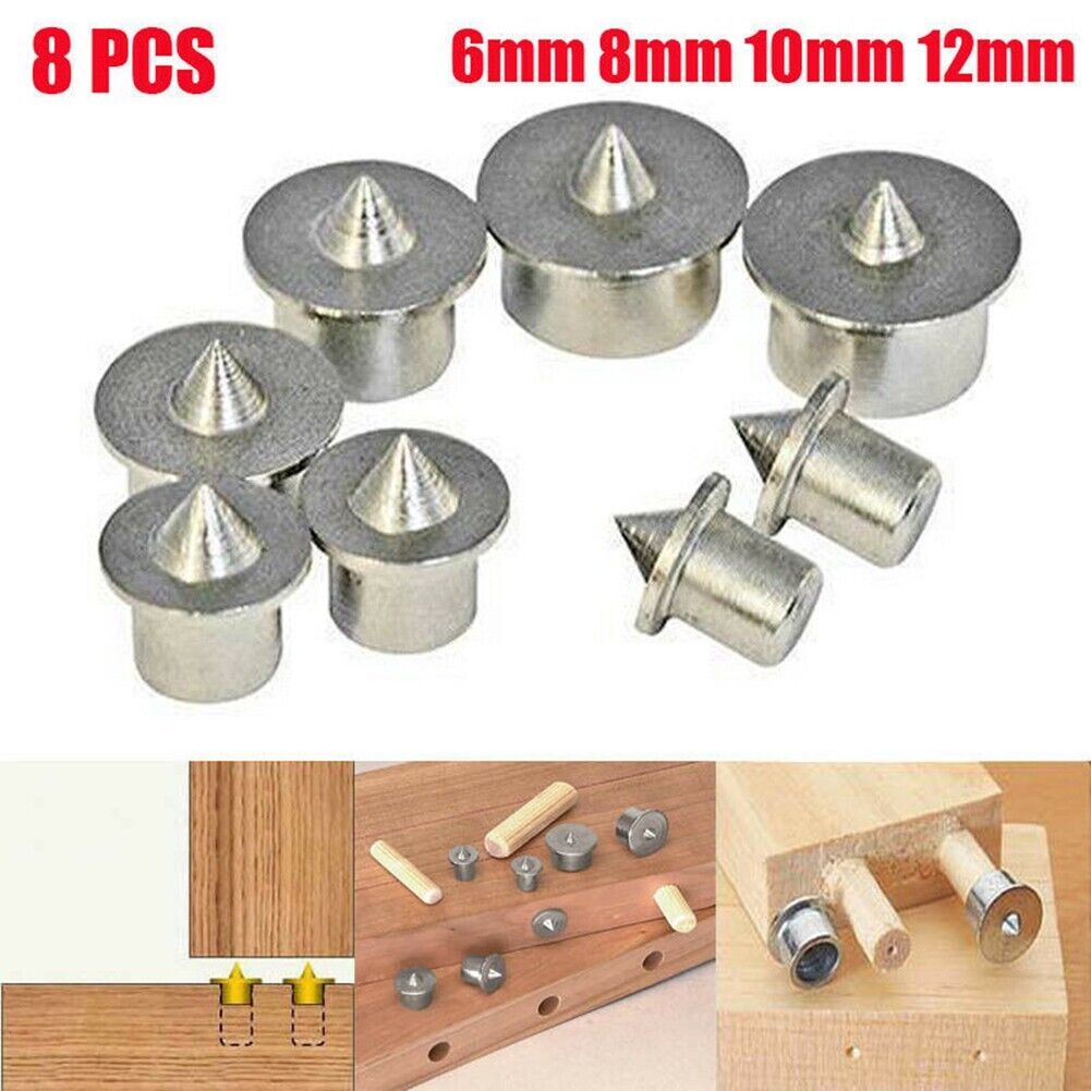 8pc Dowel Center Set New Woodworking Top Locator Roundwood Punch