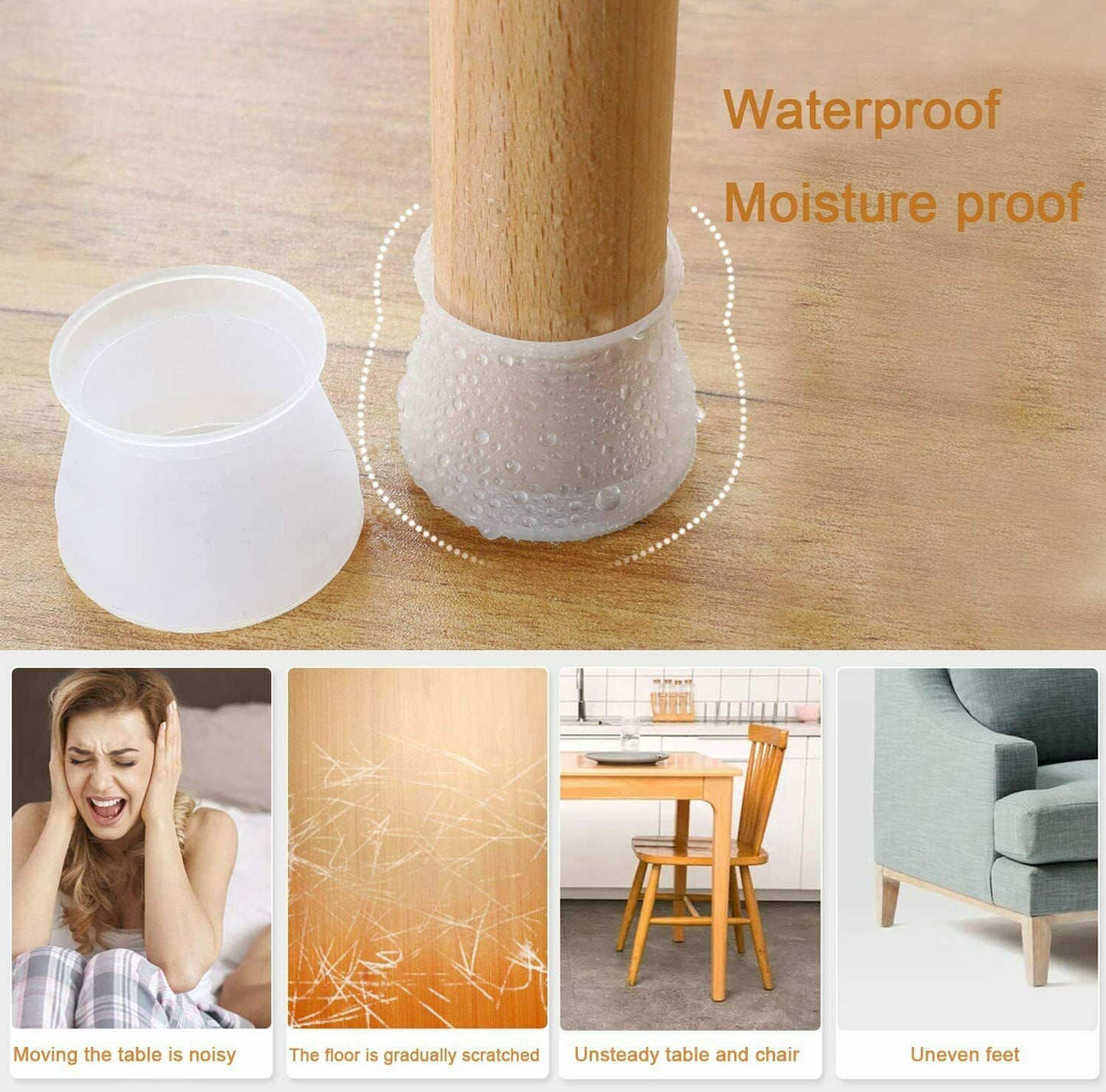 Free shipping- 12PCS Silicone Chair Leg Caps Floor Protectors Furniture Table Cover Feet Pads