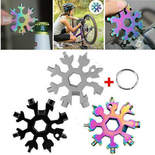 Free shipping- 18 in 1 Stainless Multi-tool Snowflake Keychain Screwdrive