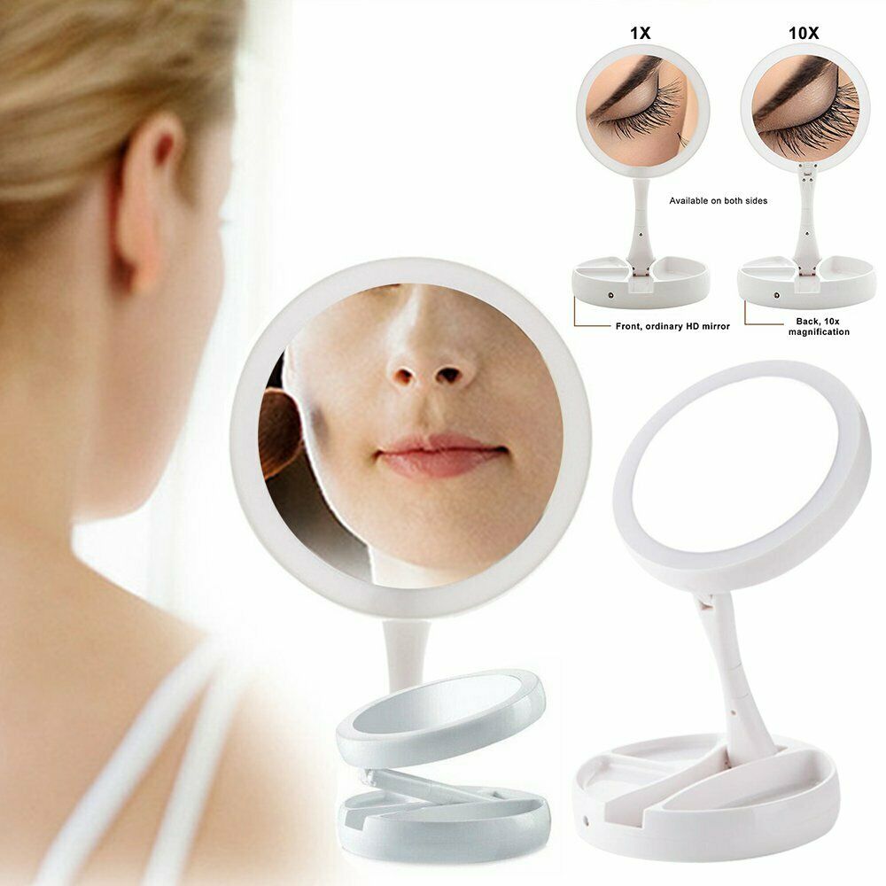 Free shipping- LED 10X Magnifying Double Side Makeup Mirror