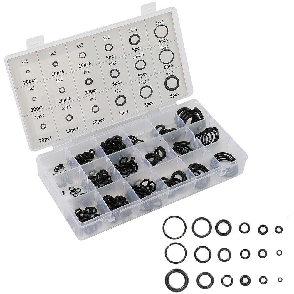 225 Pcs Rubber O Ring Oring Seal Plumbing Garage Assort Set Kit