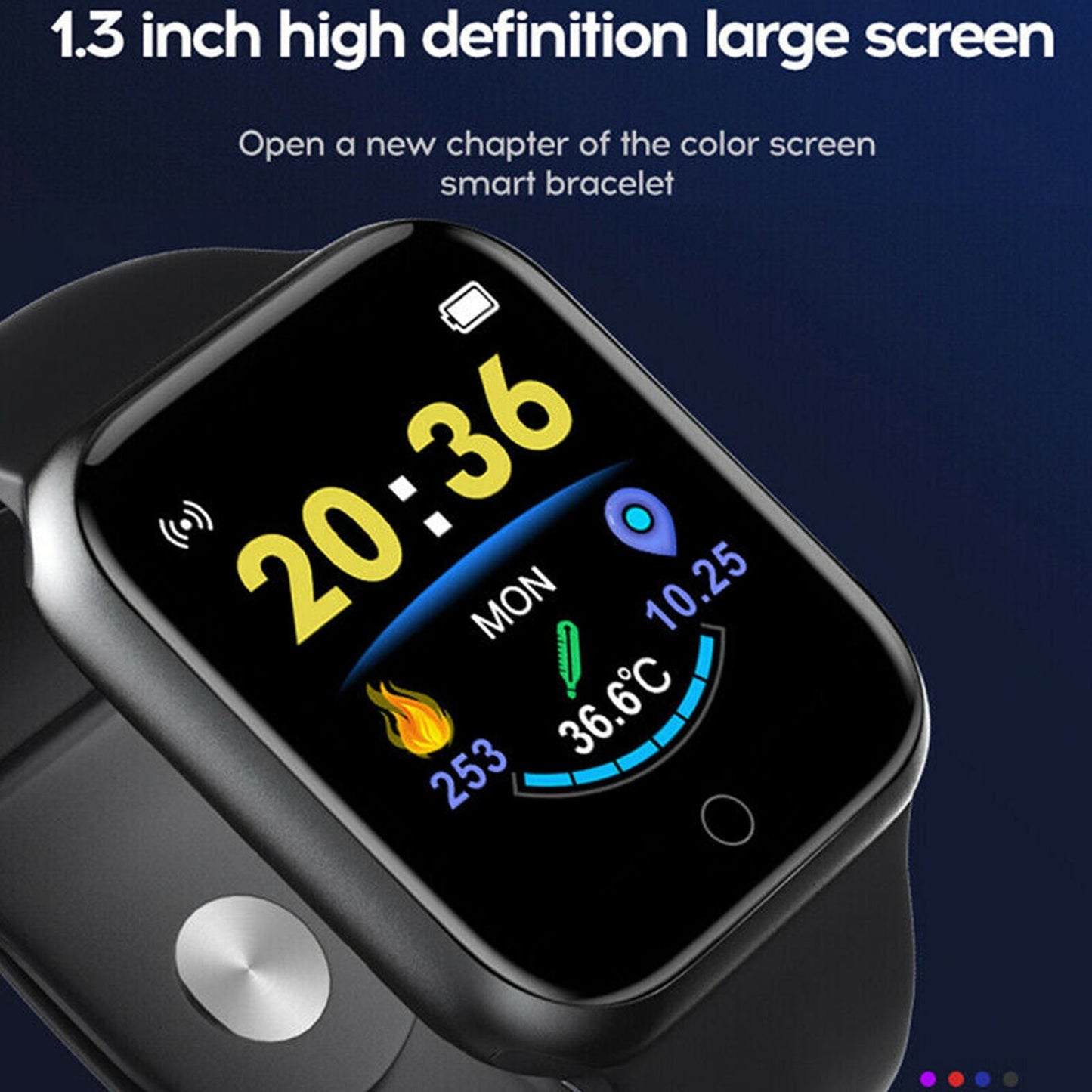 Free shipping- 1.3" Smart Watch Sport Body Temperature Heart Rate Blood Oxygen Pressure Monitor