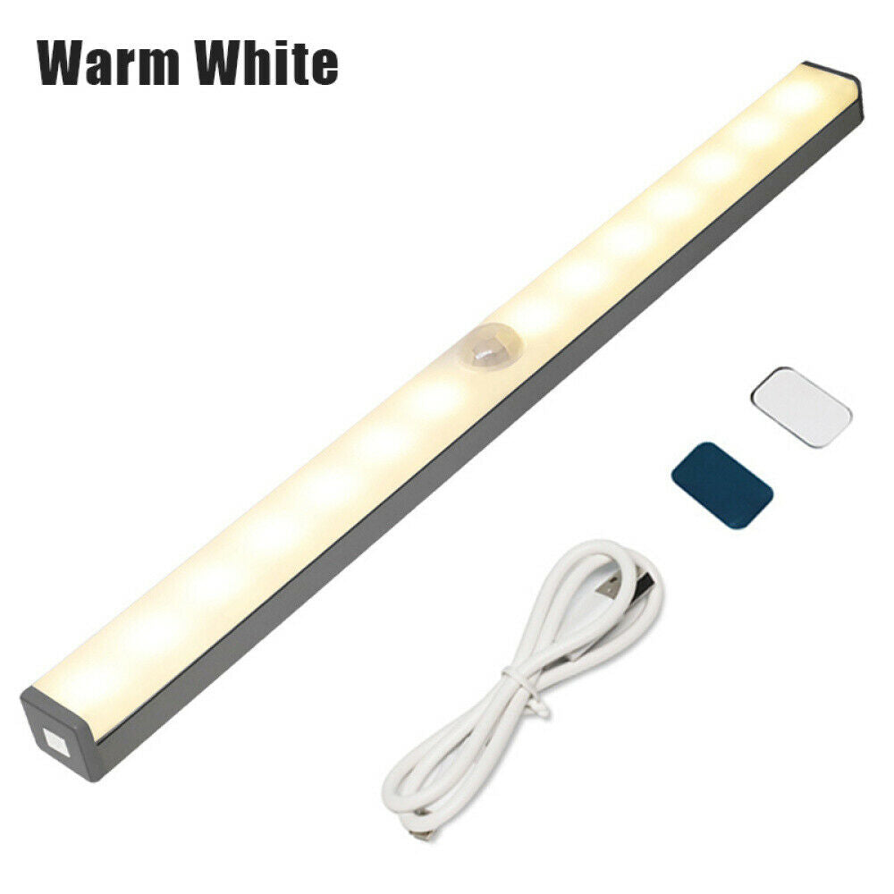 Free shipping-10CM/ 20CM/ 30CM LED Wireless PIR Motion Sensor Closet Lights USB Rechargeable Light Strips Lamp