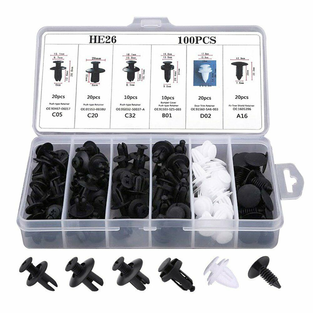 Free shipping- 100pc Clip Trim Car Push Pin Rivet Bumper Door Panel Retainer Fastener Kit