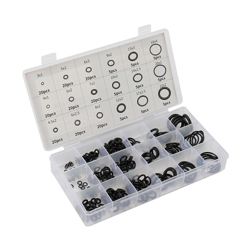 225 Pcs Rubber O Ring Oring Seal Plumbing Garage Assort Set Kit