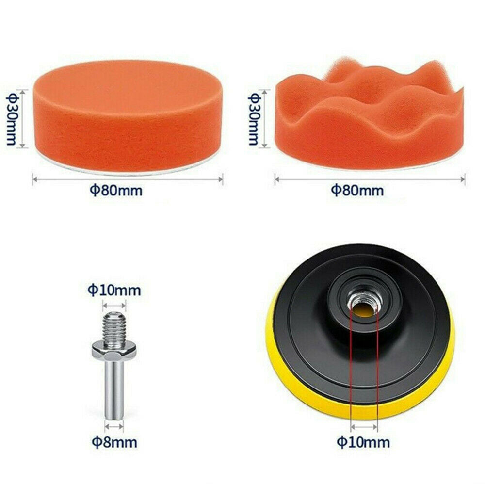 Free shipping- 22Pcs 3inch Buffing Pads Sponge Woolen Waxing Buffing Pad Kit Drill Adapter