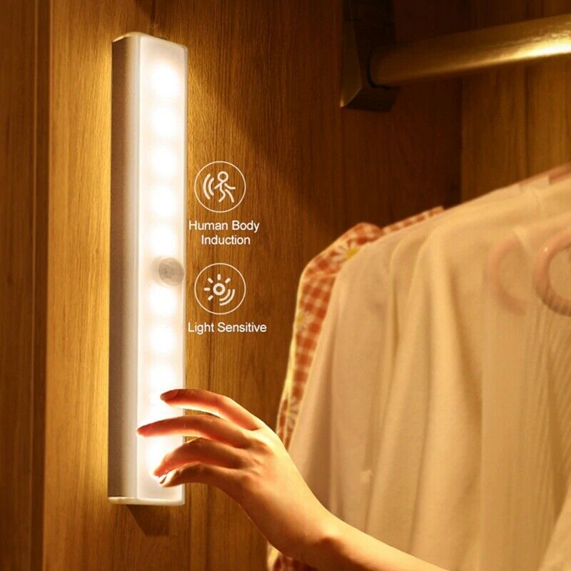 Free shipping-10CM/ 20CM/ 30CM LED Wireless PIR Motion Sensor Closet Lights USB Rechargeable Light Strips Lamp