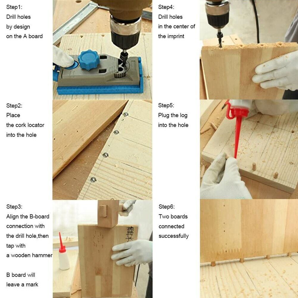 8pc Dowel Center Set New Woodworking Top Locator Roundwood Punch