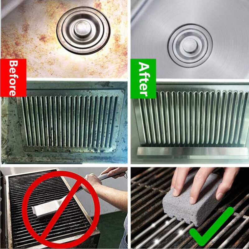 2Pcs BBQ Grill Cleaning Brick Block Barbecue Cleaning Stone-BBQ Cleaner Tool New