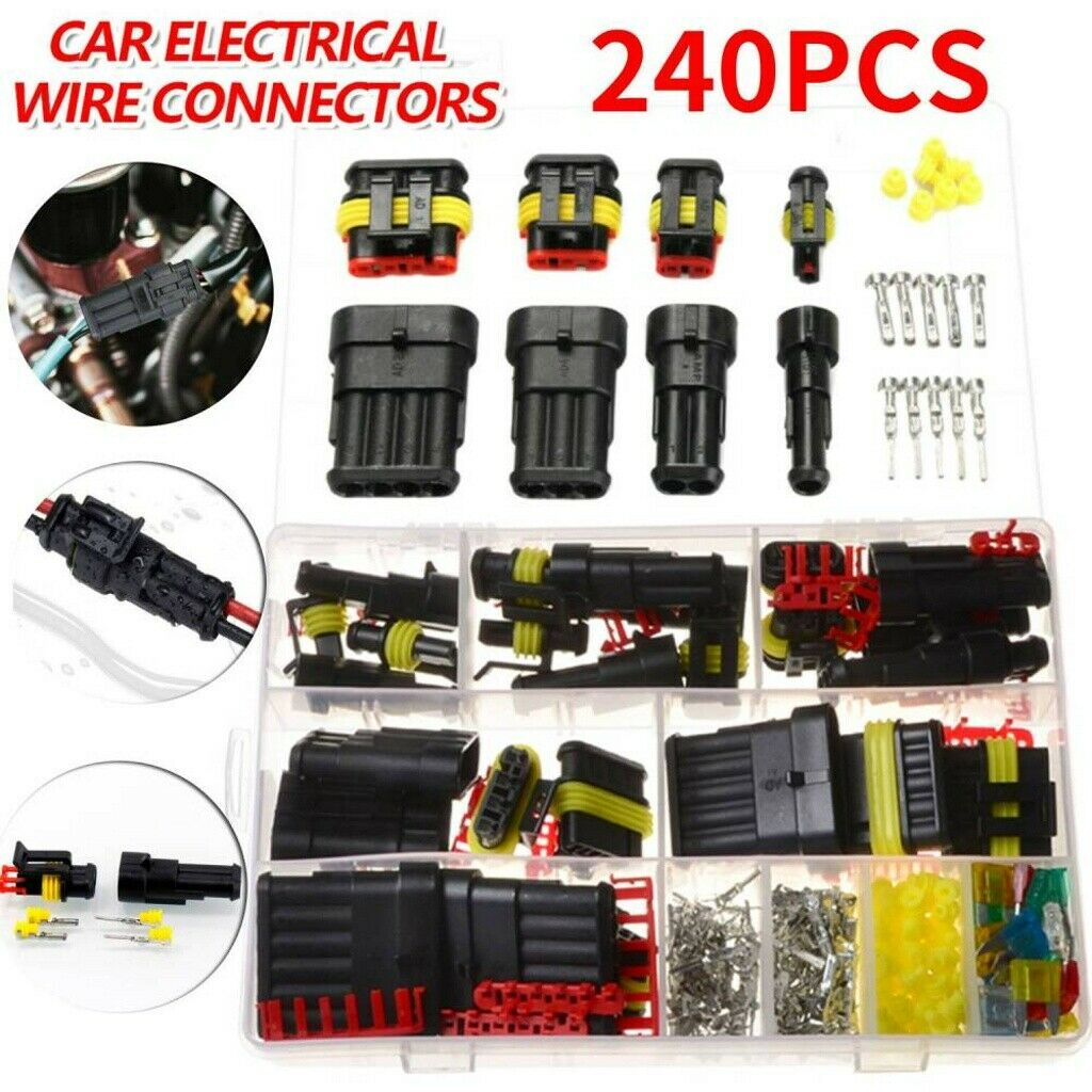 Free shipping- 240 Pcs 12V Electrical Terminal Wire Connectors Kit 1/2/3/4/5/6 Pin Waterproof