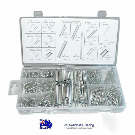 Free shipping- 200pc Spring Assortment Set Zinc Plated Steel Compression & Extension Carburetor