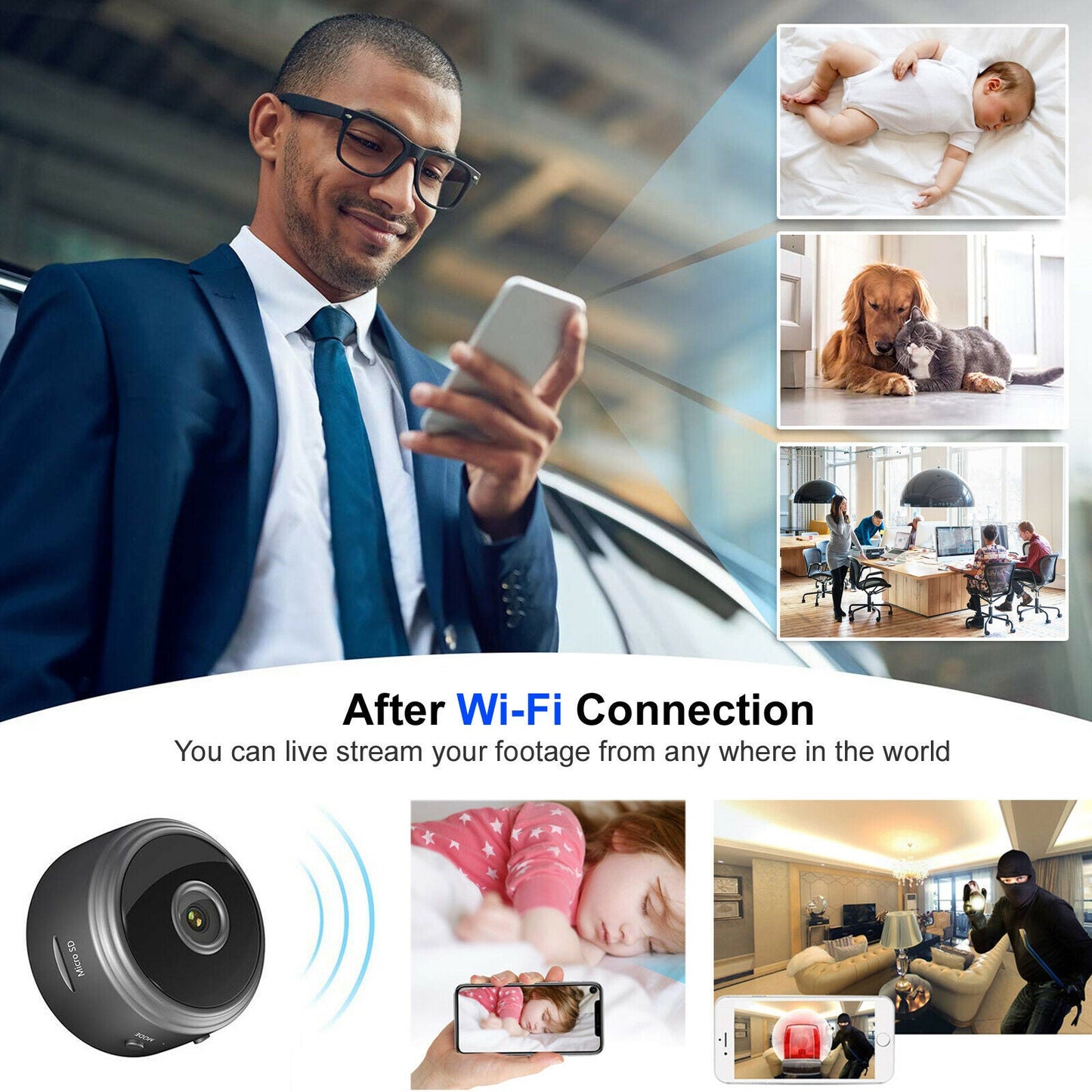 Free shipping- 1080P HD Mini Wifi Wireless IP Hidden Spy Camera Security Cam Network Monitor