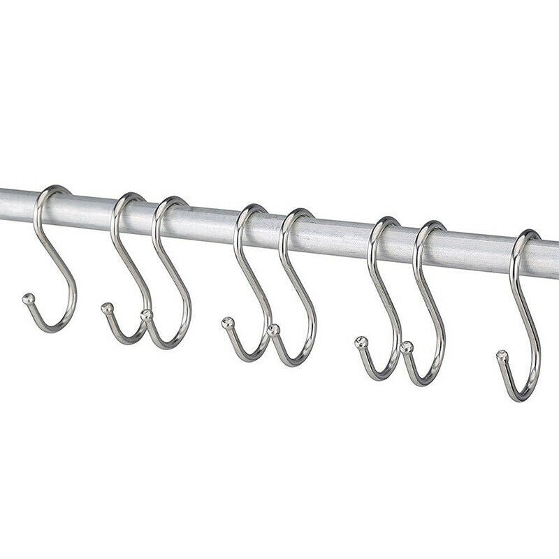 Free shipping-  10X/20X/30X Stainless Steel S Shape Hooks Kitchen Hanger Rack Clothes Hanging Holders