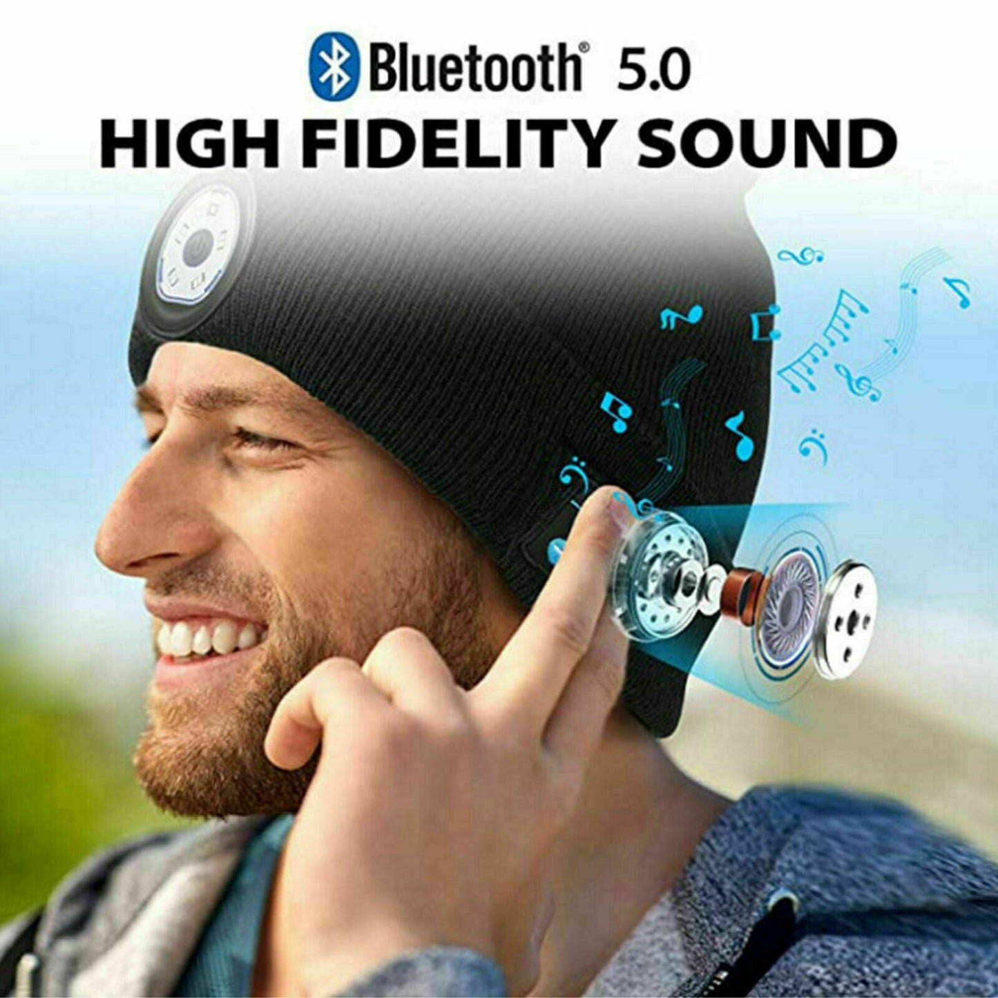 Bluetooth LED Beanie Hat with Music Speakers Light Rechargeable Warm