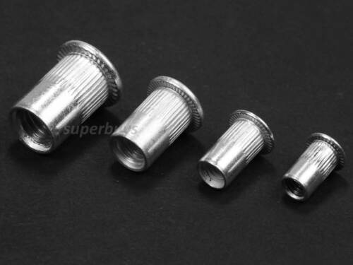 100pc M4 - M8 Aluminium Flat Threaded Thread Blind Rivet Nut Crimping For Bolt