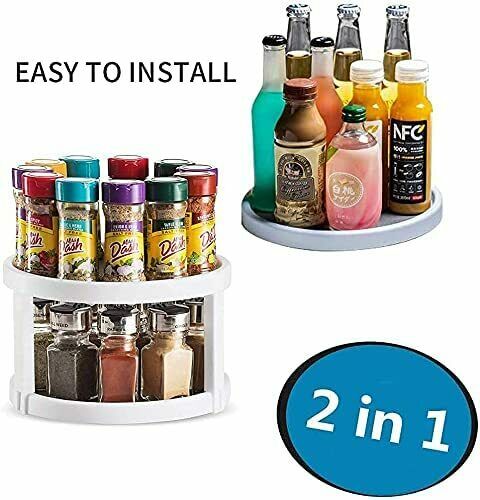 Can Tamer Kitchen Fridge Spinning Storage Organizer Shelf Rack Pantry 2 Tier