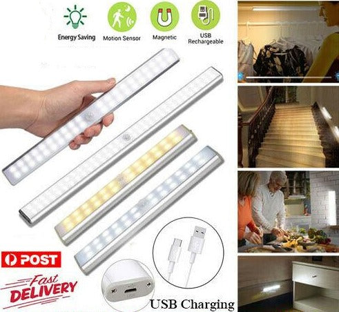 Free shipping-10CM/ 20CM/ 30CM LED Wireless PIR Motion Sensor Closet Lights USB Rechargeable Light Strips Lamp